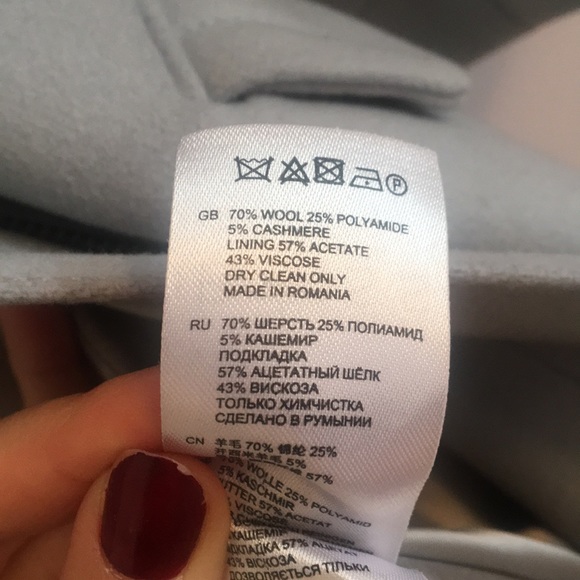 REISS Belted Wool Coat Light Blue Size XS - Picture 11 of 11